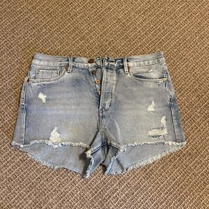 Blank NYC Light Blue Distressed Jean Shorts